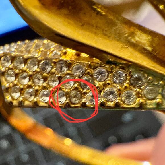 Kate Spade Crystal Bow Gold Tone Hinged Bracelet - Picture 9 of 9